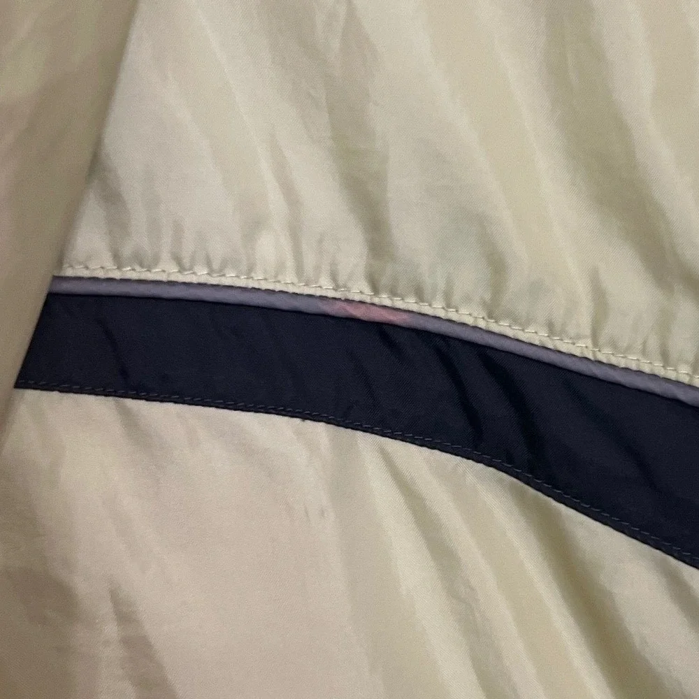 Nike Womens Vintage Track Windbreaker Jacket Pale Yellow Black Full Zip Small